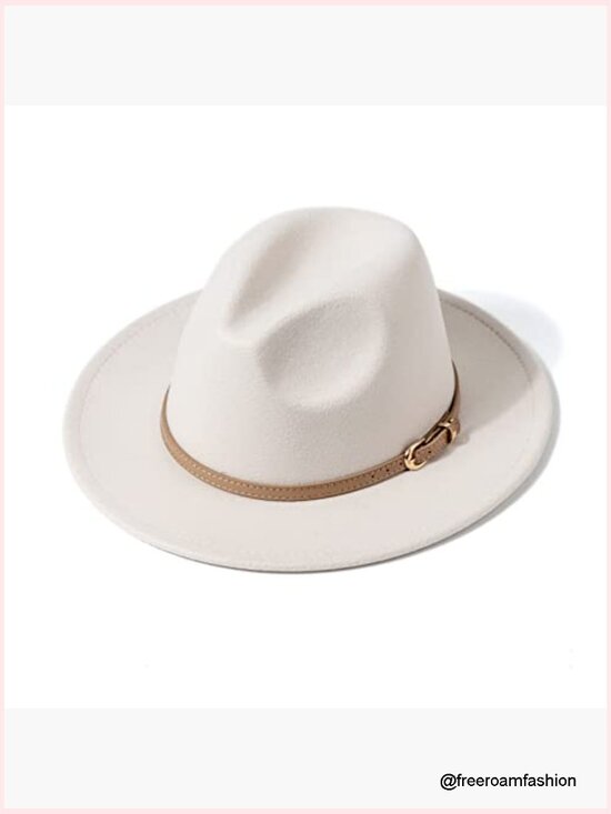Wide Brim Felt Fedora Panama Hat with Rhinestone Hatband main image 6